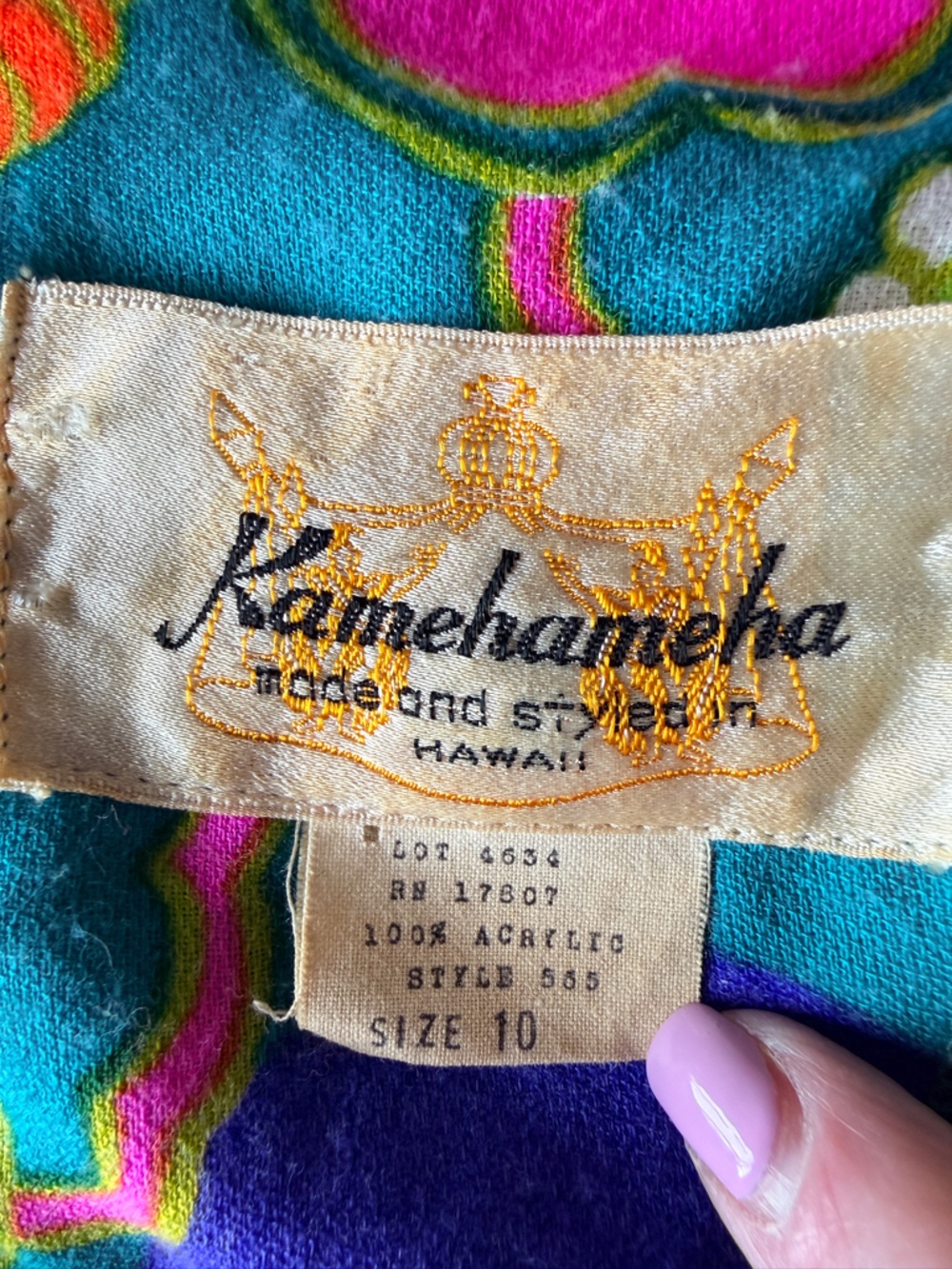 Kamehameha Vintage 70s Hawaiian Maxi Dress Vibrant Size 10 *RARE FIND* - Picture 2 of 14